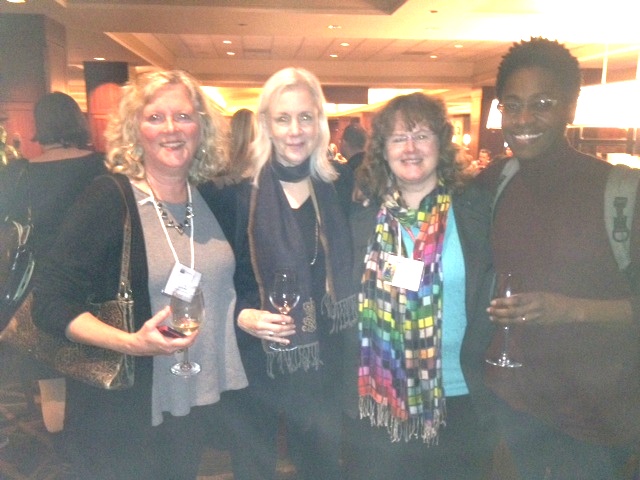 Editor and Publisher, Nancy Paulsen, with "her girls" at NCTE. Beck McDowell, Nancy Paulsen, moi, Jacqueline Woodson